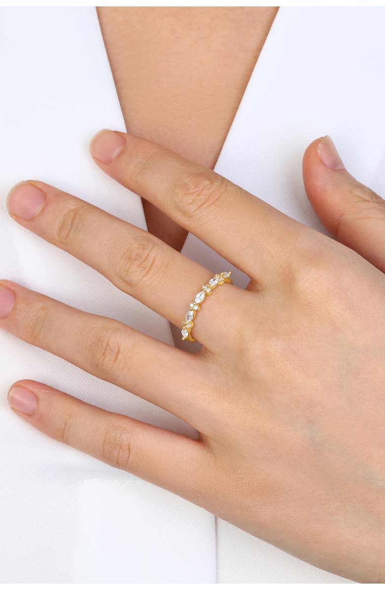 Mint & Lily Marquise and Round Cubic Zirconia Ring, Main, color, 18K Gold Over Sterling Silver