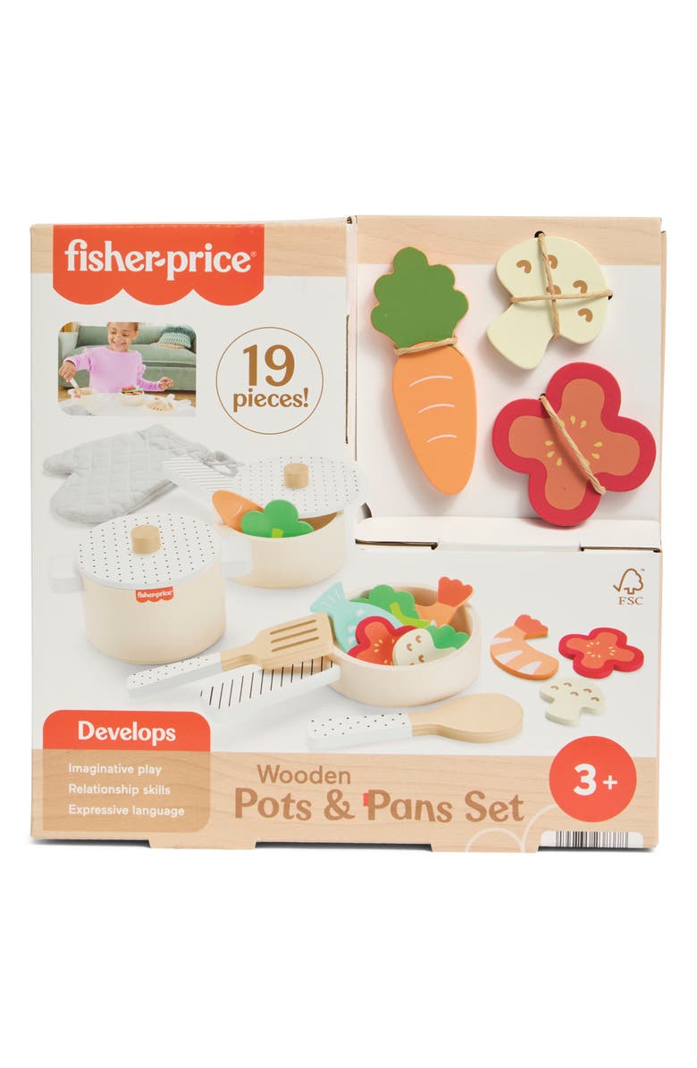 FISHER PRICE Kids' Wooden Pots & Pans Set, Alternate, color,