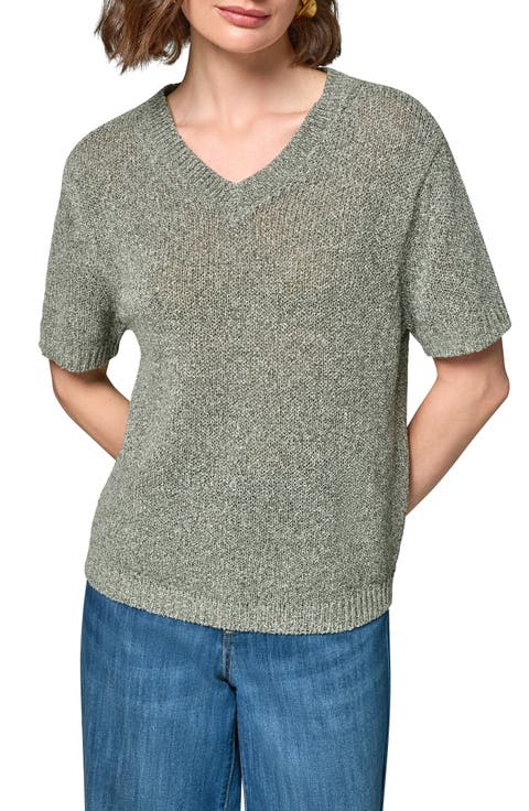 Cotton Blend V-Neck Sweater