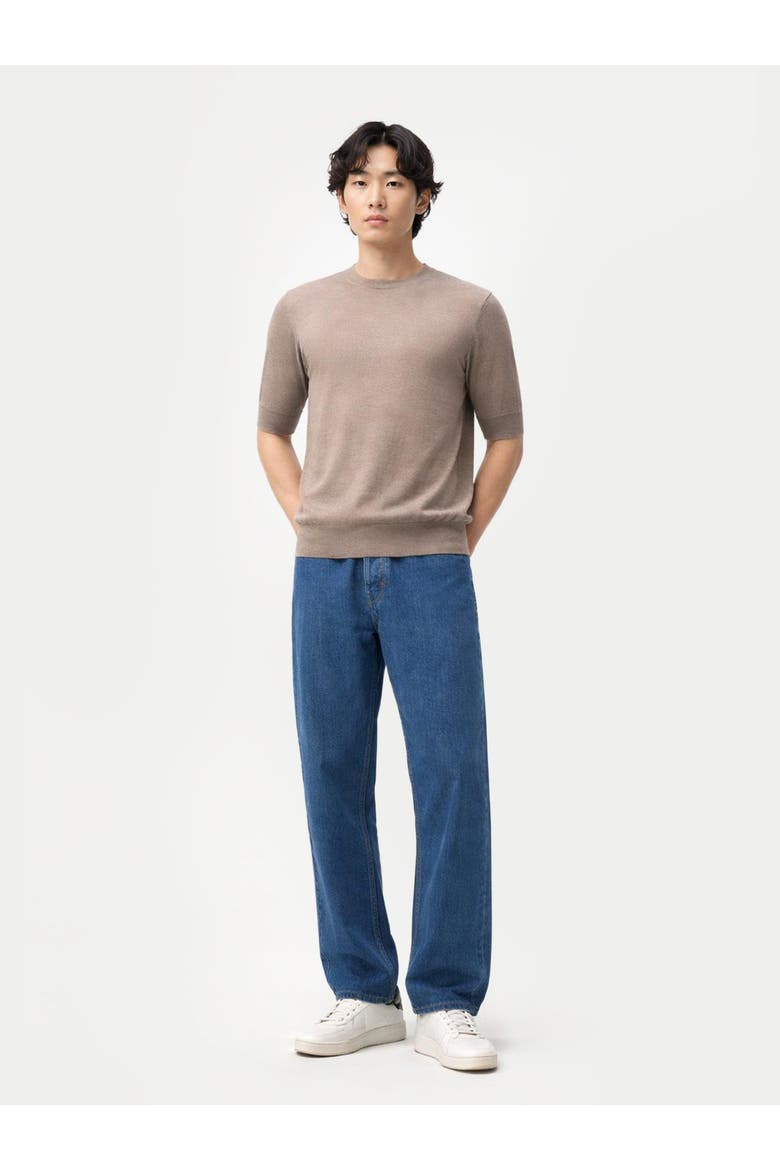 Silk Cashmere Crew Neck T-Shirt, Alternate, color, timber wolf
