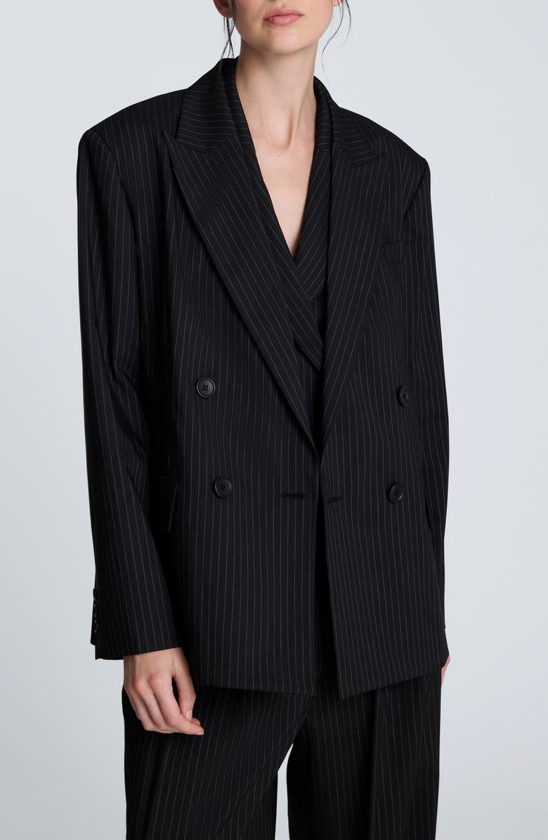 Kenneth Cole Pinstripe Double Breasted Jacket, Main, color, 