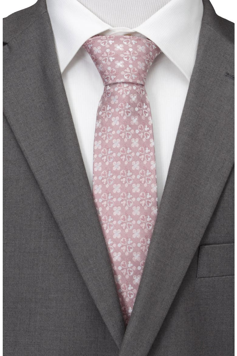 x Disney Mickey Mouse Floral Silk Tie, Alternate, color, PINK