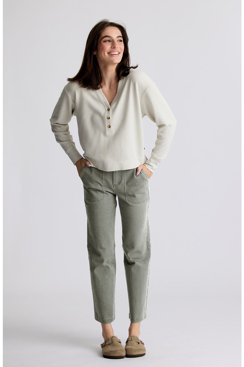 Folly Straight Leg Ankle Stretch Cotton Twill Pants, Alternate, color, SMOKEY OLIVE