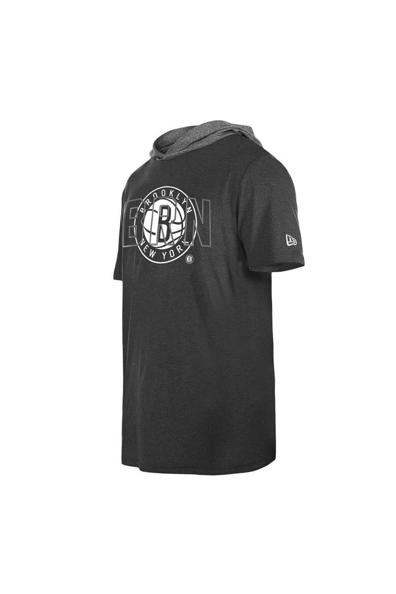 Men's New Era Black Brooklyn Nets Active Hoodie T-Shirt, Alternate, color, Black