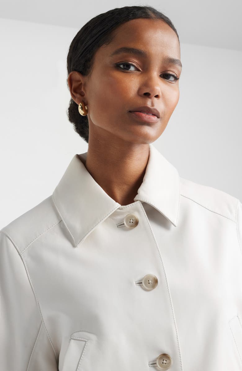 Nordstrom Crop Leather Jacket, Alternate, color, Ivory Tofu