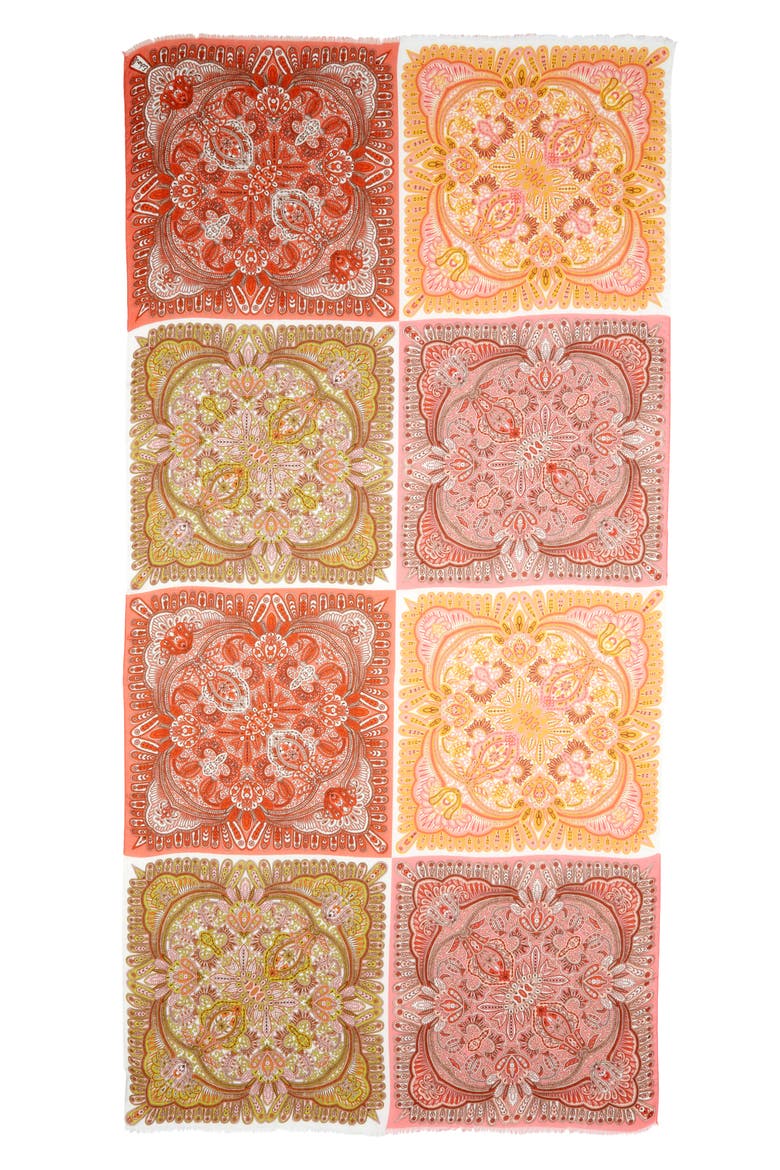 Patchwork Tile Scarf, Alternate, color, GUAVA
