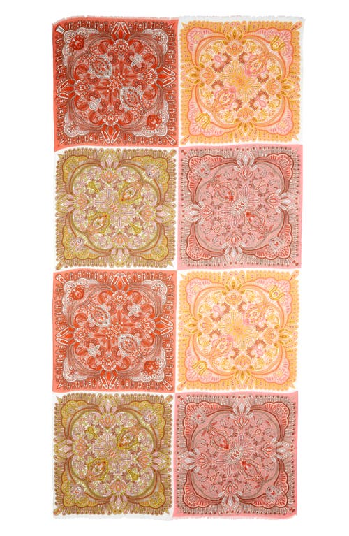 Echo Patchwork Tile Scarf In Guava