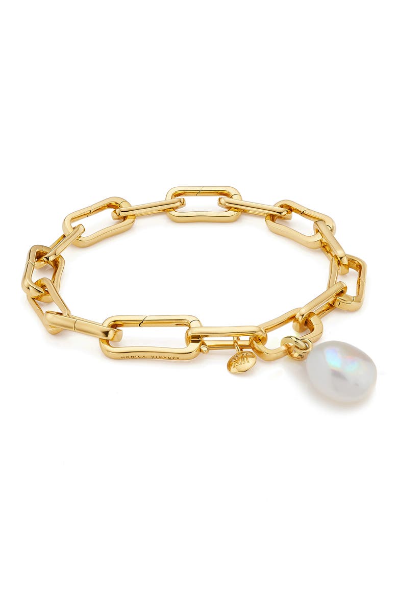 Alta Capture Pearl Charm Bracelet, Main, color, 18K GOLD VERMEIL / PEARL