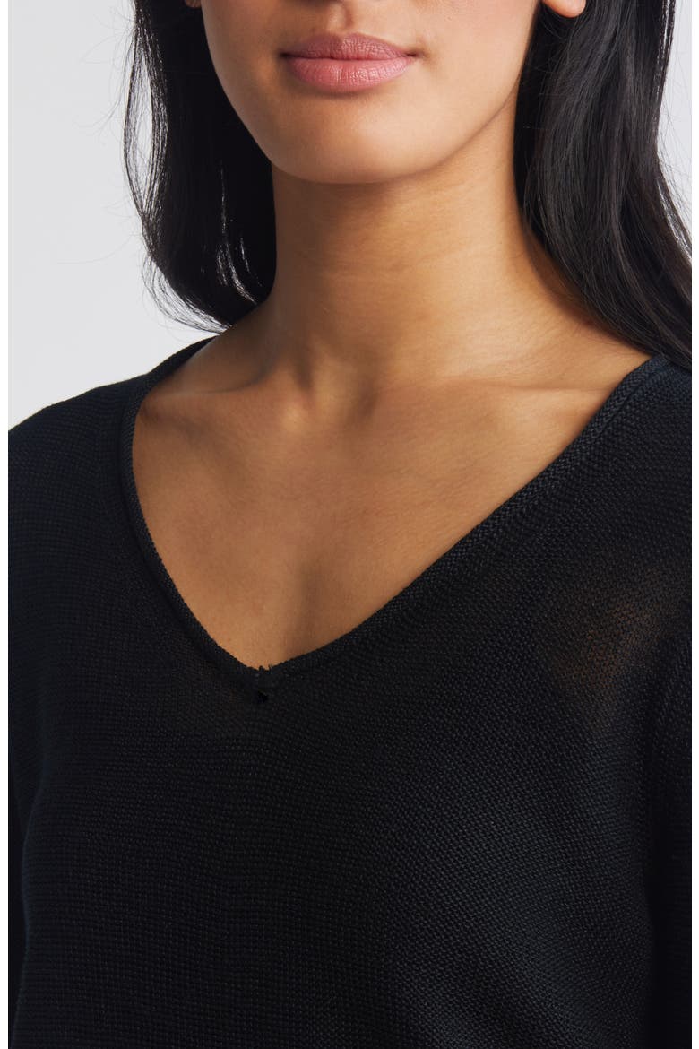 Cedar V-Neck Linen Sweater, Alternate, color, BLACK