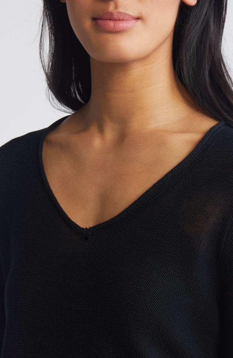 Tommy Bahama Cedar V-Neck Linen Sweater, Alternate, color, Black