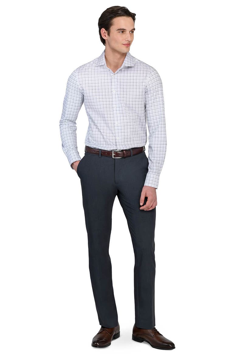 Slim Fit Plaid Reworked Dress Shirt, Alternate, color, WHITE/ GREY