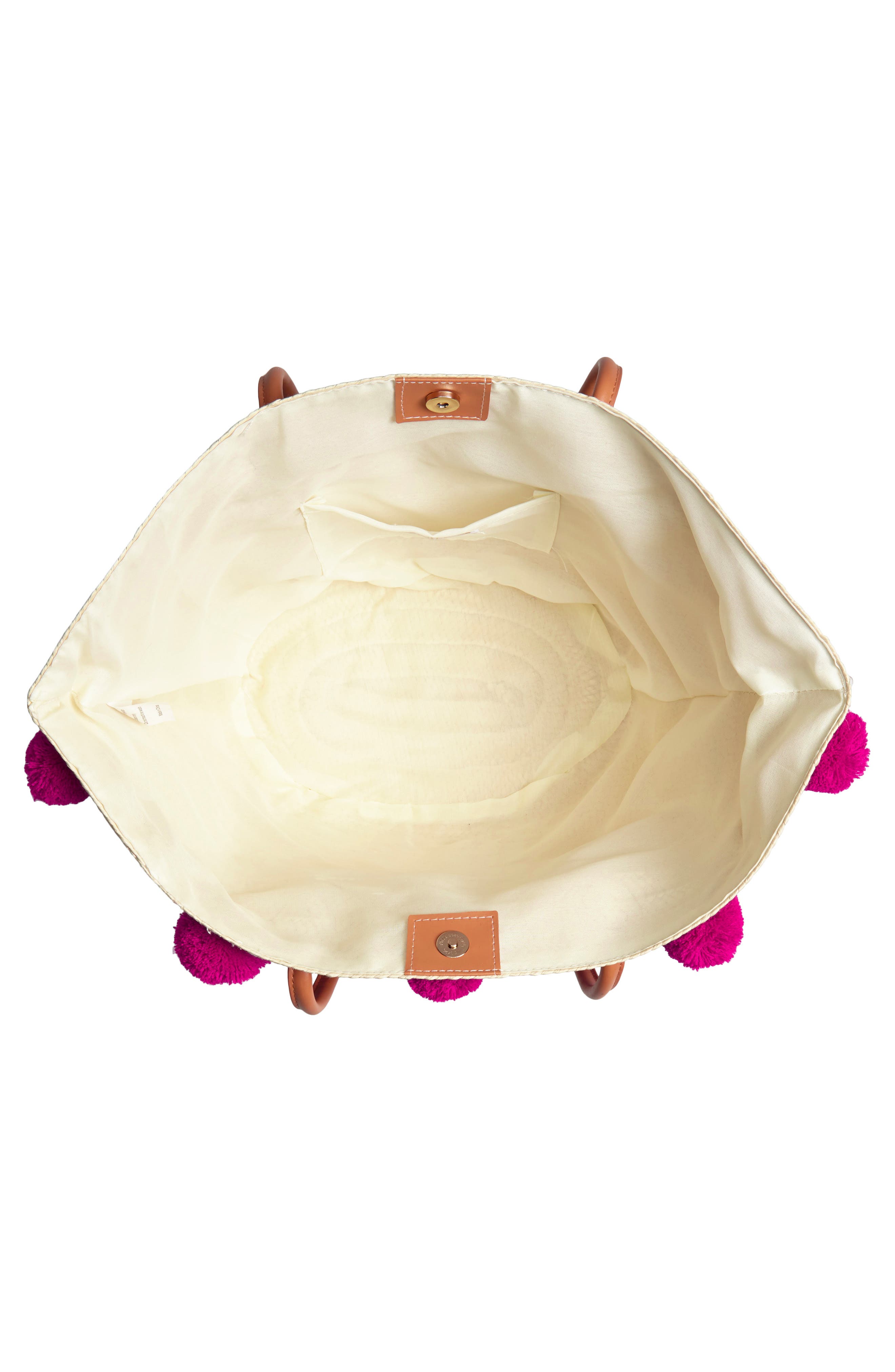 Shiraleah Klo Pompom Straw Tote, Alternate, color, 