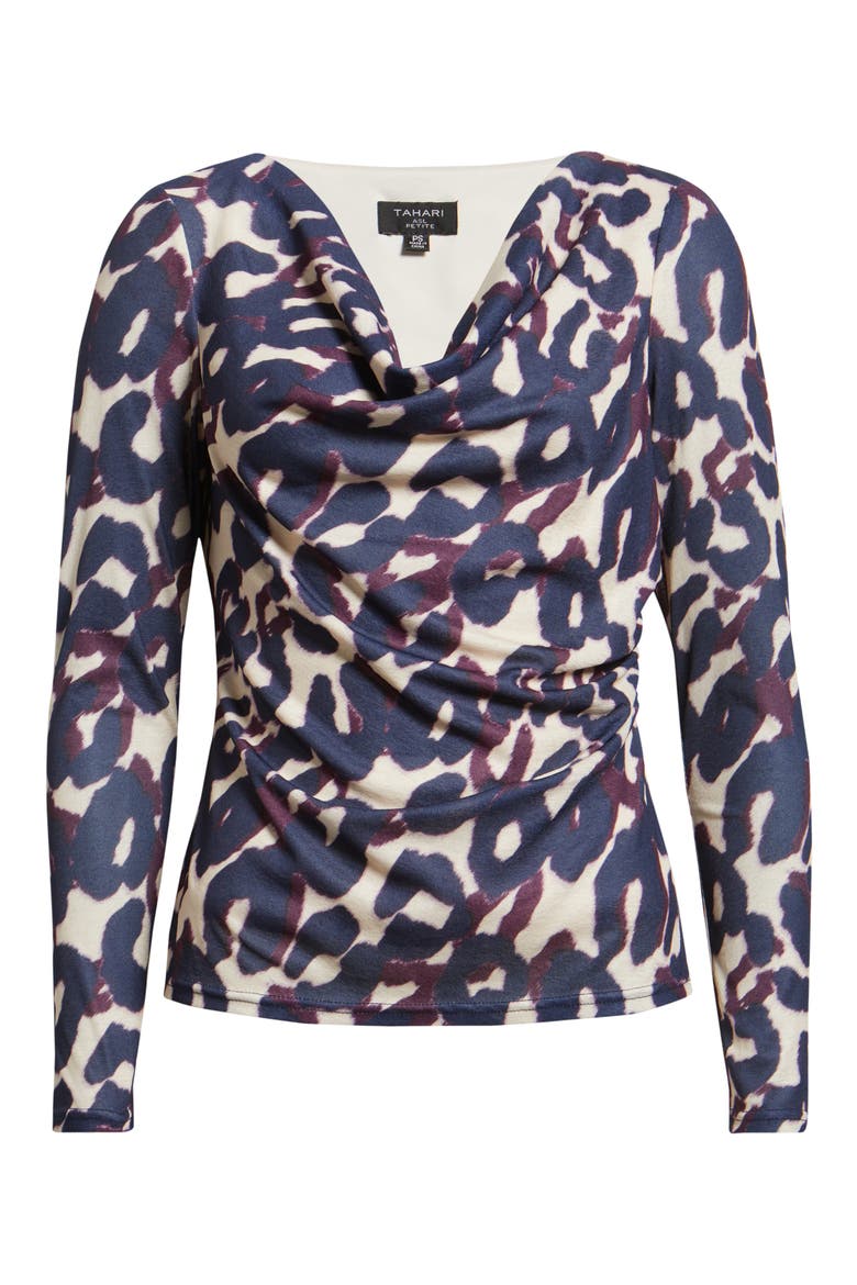 Abstract Print Cowl Neck Top, Alternate, color, PLUM LEOPARD