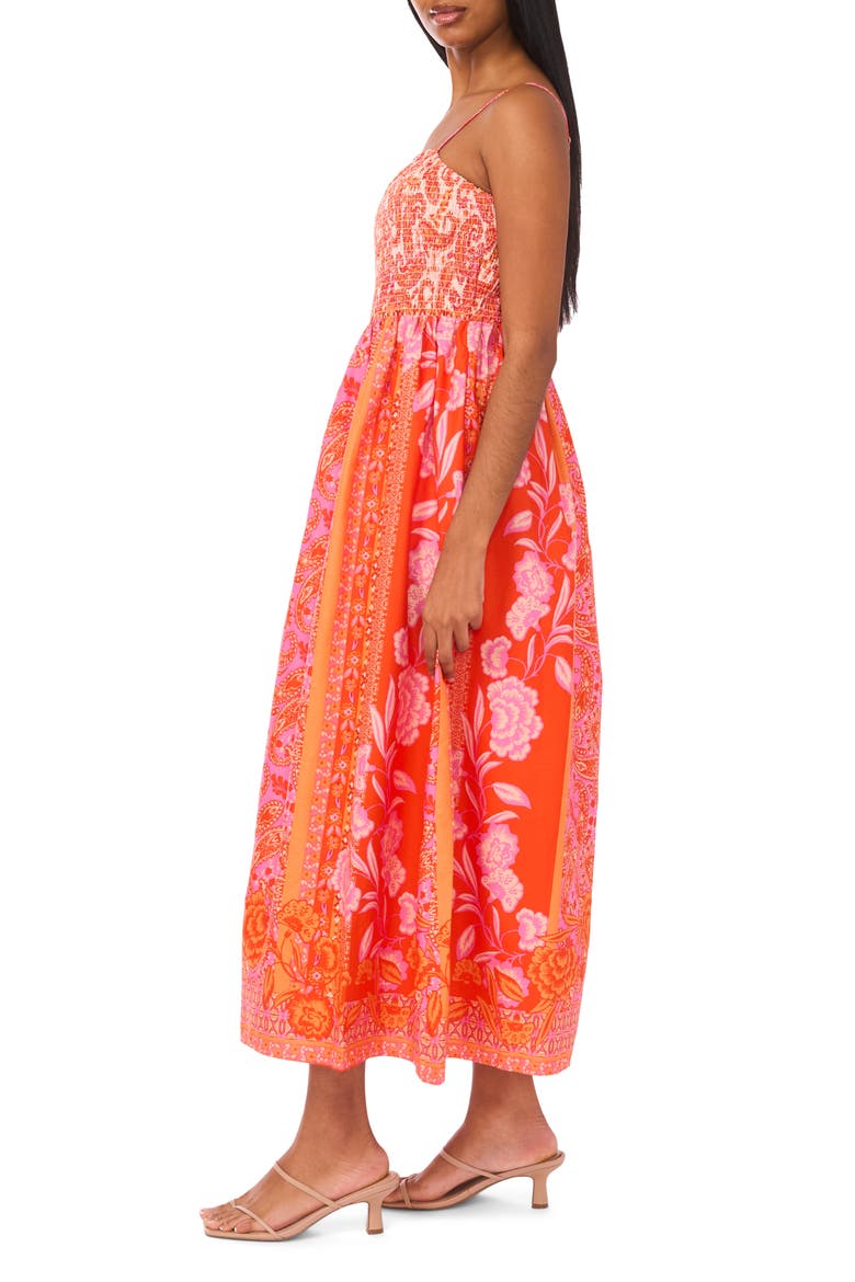 Floral Paisley Smocked Cotton Sundress, Alternate, color, PINK MULTI