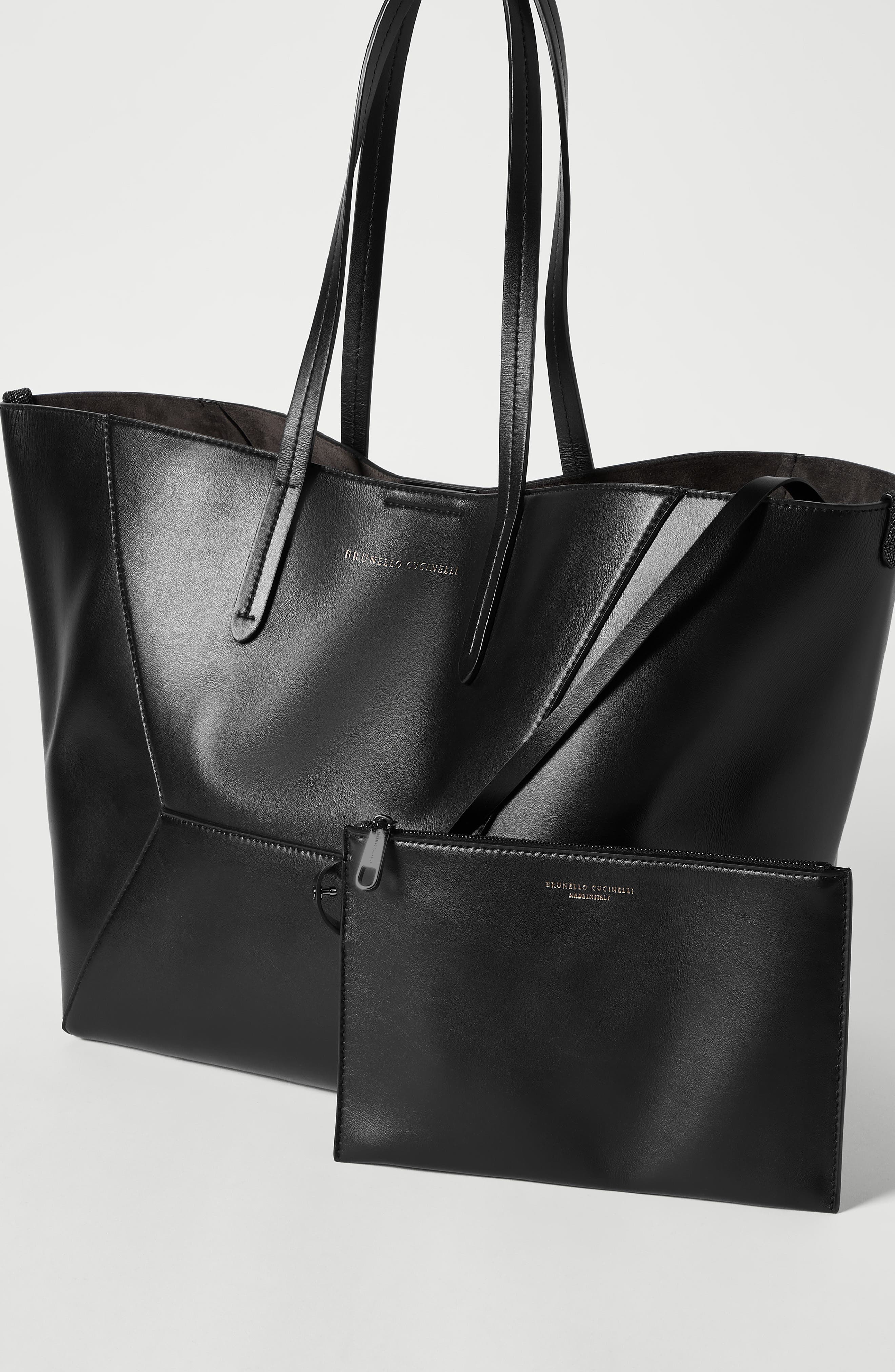 BC Duo bag in calfskin with monili, Alternate, color, Black