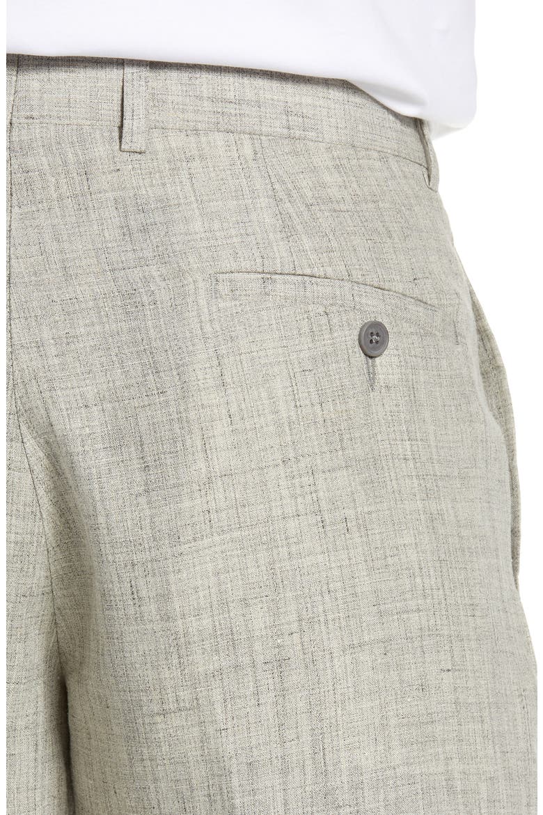 Flat Front Mélange Linen Trousers, Alternate, color, LIGHT GREY