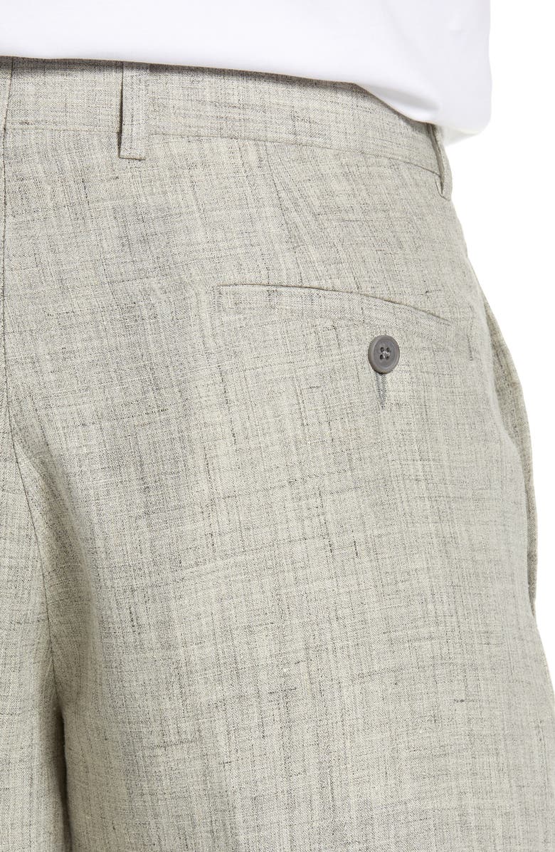 NORDSTROM MEN'S SHOP Flat Front Mélange Linen Trousers, Alternate, color,