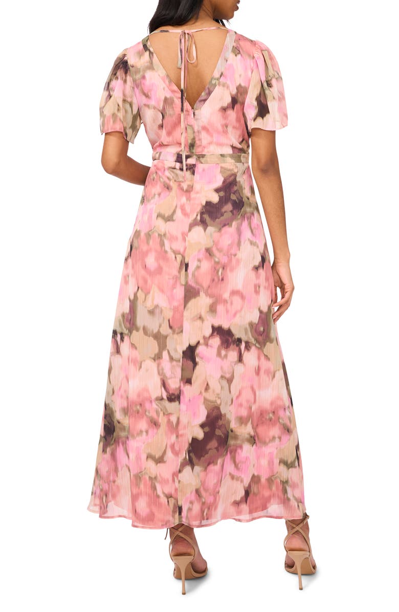 Halogen<sup>®</sup> Floral Flutter Sleeve Empire Waist Maxi Dress, Alternate, color, 