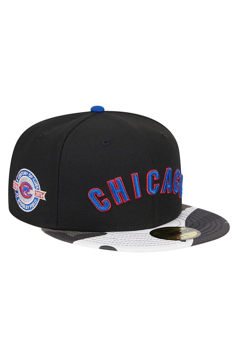 Men's New Era Black Chicago Cubs Metallic Camo 59FIFTY Fitted Hat, Main, color, Black
