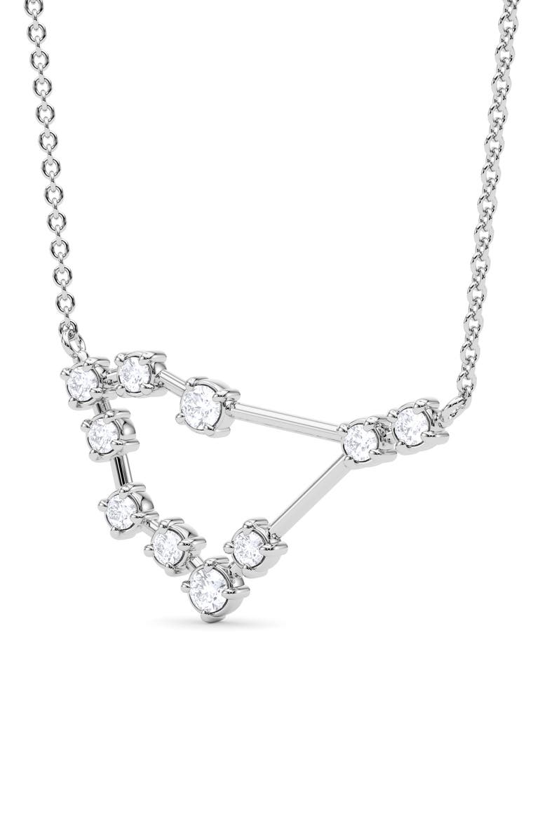 Capricorn Constellation Lab Created Diamond Necklace, Alternate, color, 18K WHITE GOLD