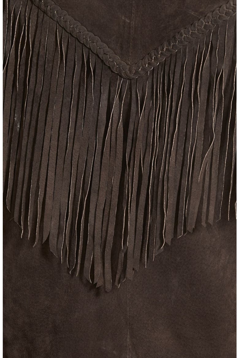 Suede Fringe Jacket, Alternate, color, DARK BROWN