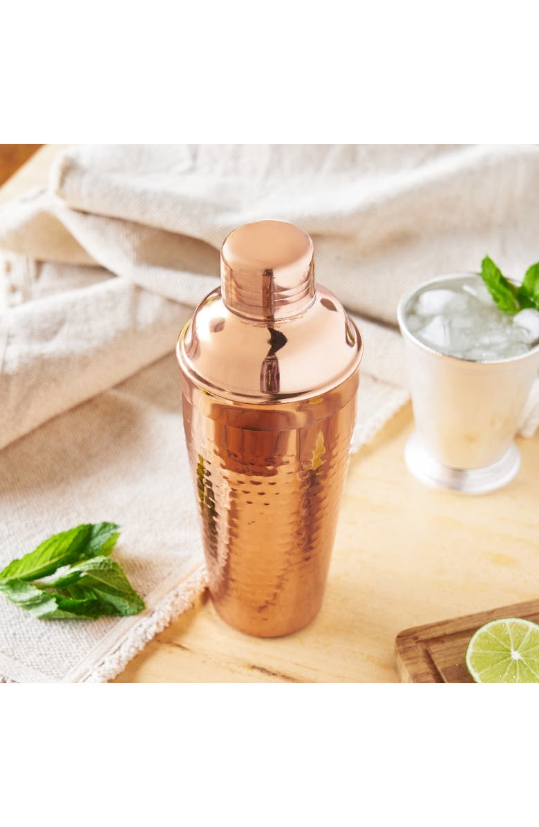 TWINE Hammered Cocktail Shaker in Copper, Alternate, color, Copper