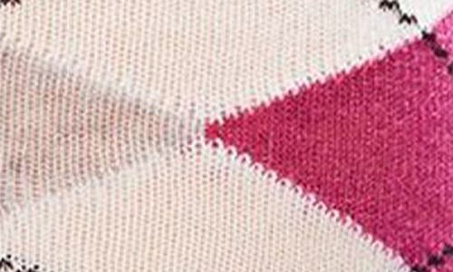 Memoi Argyle Knee High Socks In Fuchsia/white