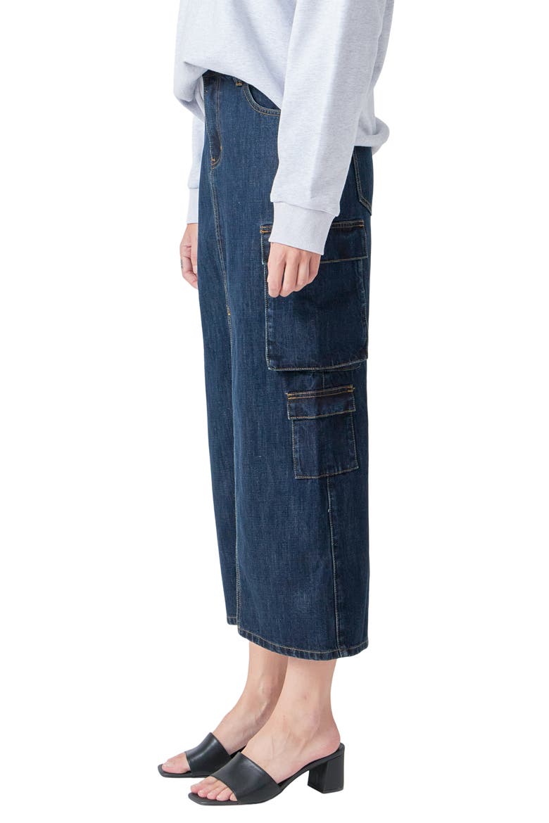 Denim Cargo Maxi Skirt, Alternate, color, BLUE