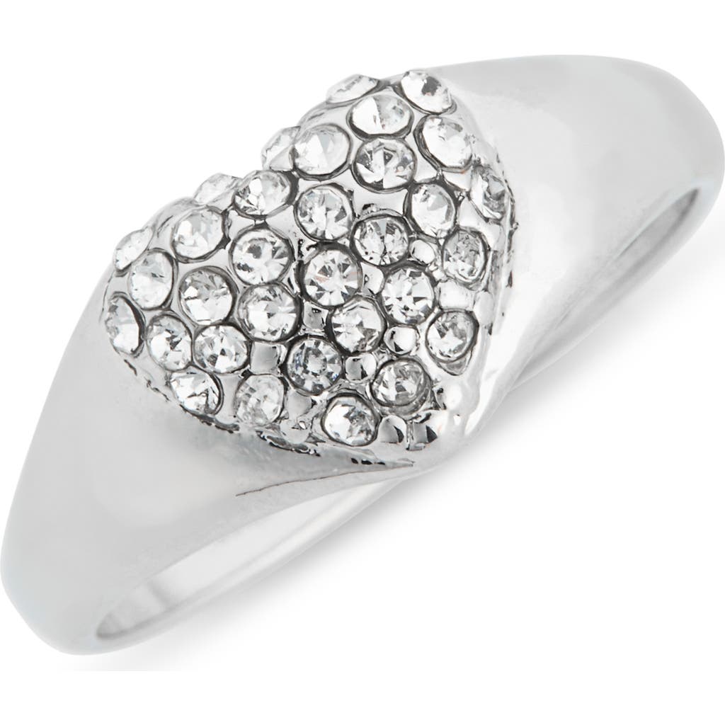 Nordstrom Rack Pavé Crystal Heart Ring In Clear- Silver