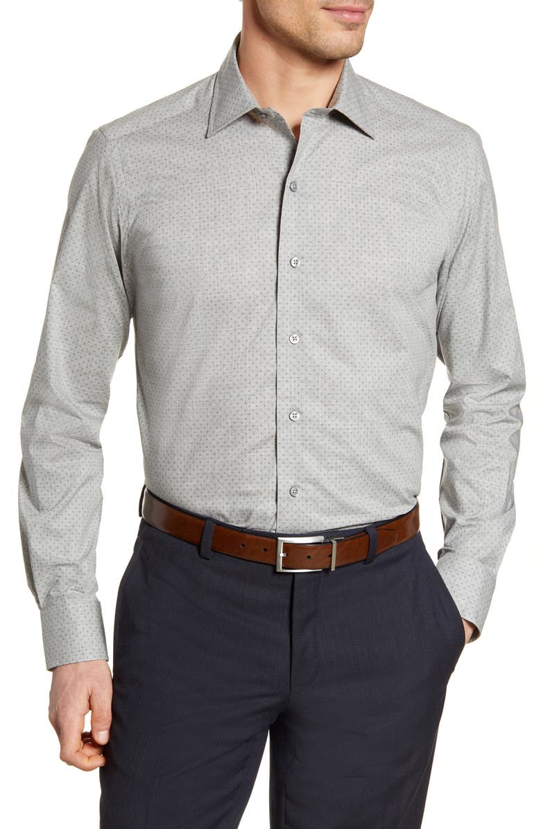 David Donahue Trim Fit Dress Shirt, Main, color, 
