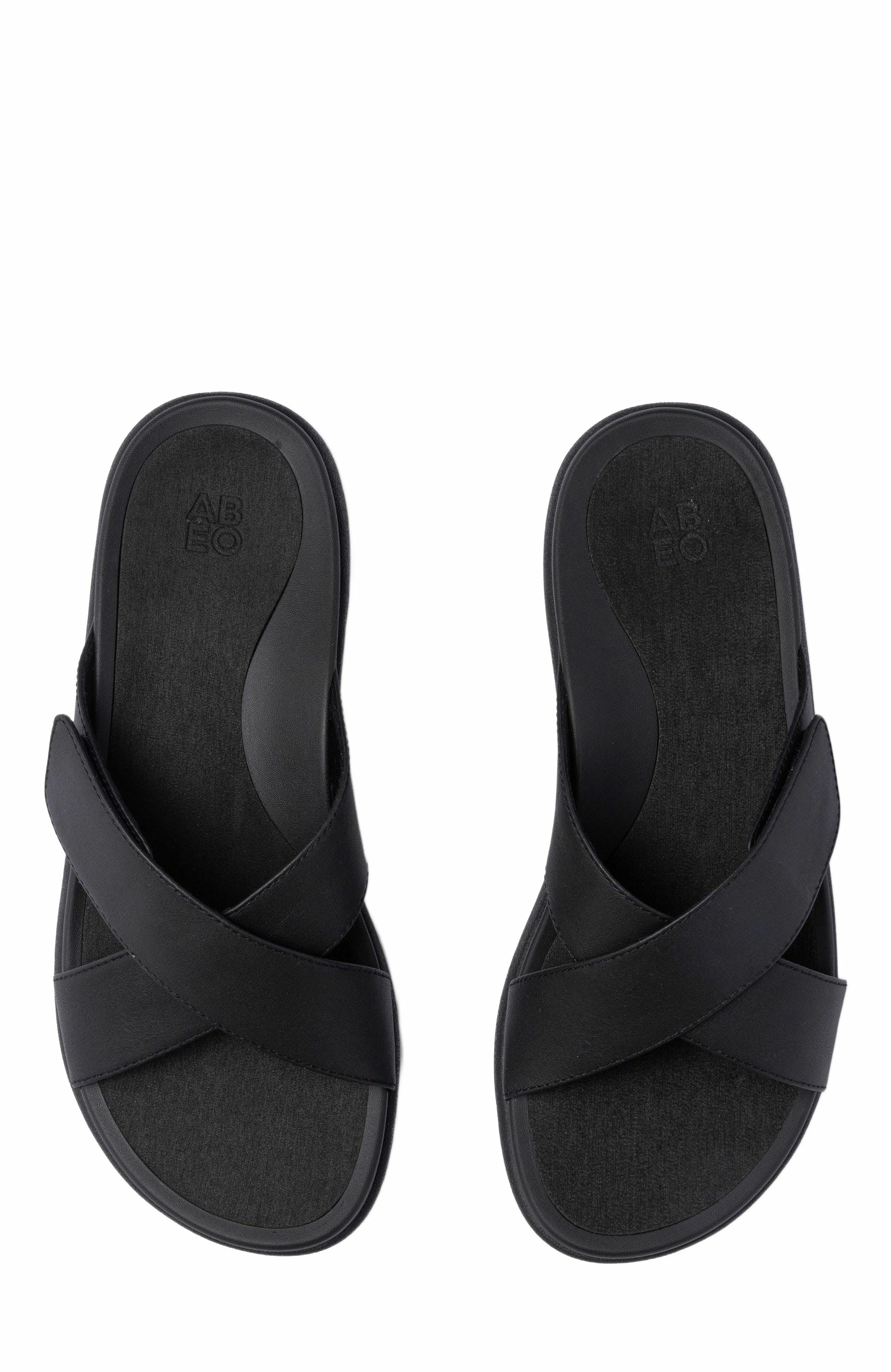 ABEO Laguna Slide, Alternate, color, Black Leather - Regular