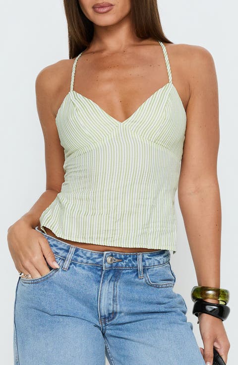 Candid Striped Tie Back Tank
