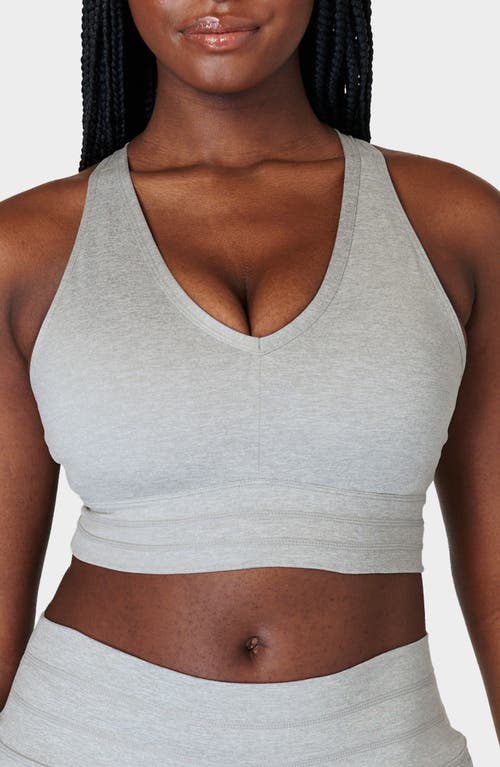 Sweaty Betty Gaia Yoga Sports Bra in Light Grey Marl at Nordstrom, Size Medium