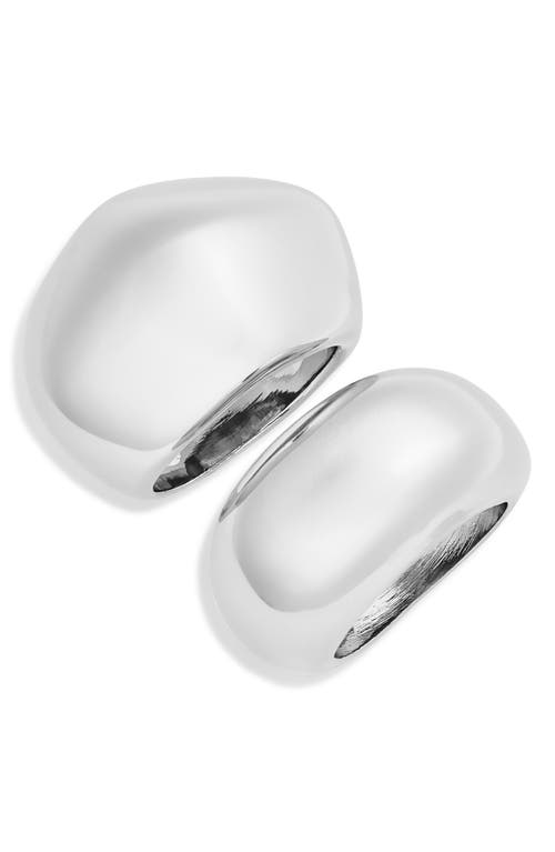 Open Edit Set Of 2 Geometric Dome Rings In Silver