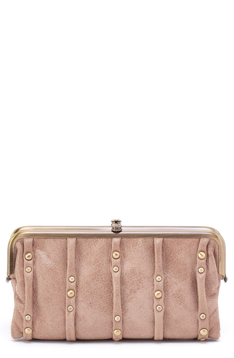 HOBO Lauren Stud Detail Clutch, Main, color, Hazel