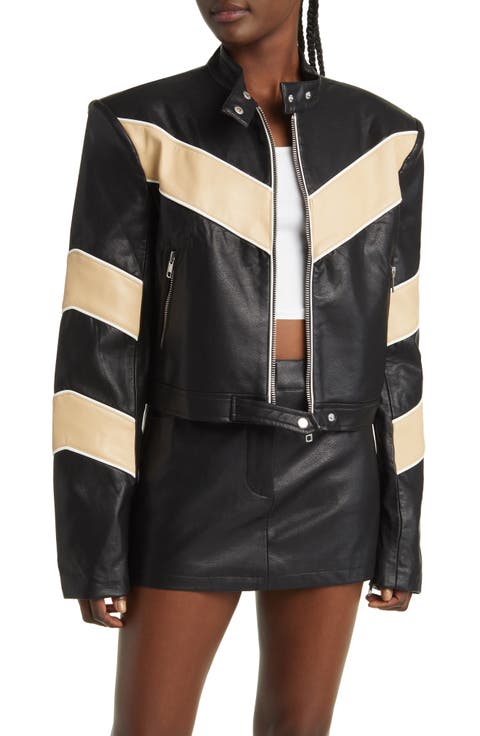 Tobaias Colorblock Faux Leather Moto Jacket