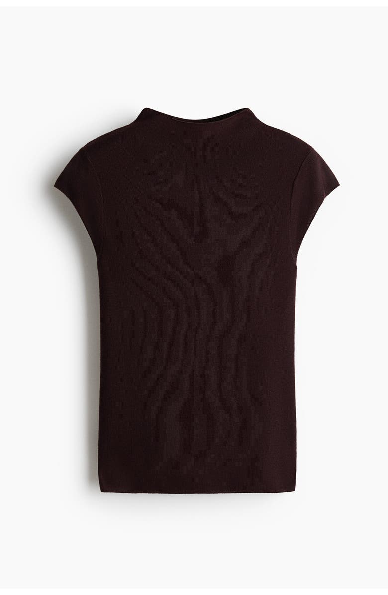 H&M Fine-knit Turtleneck Top, Alternate, color, Dark Brown