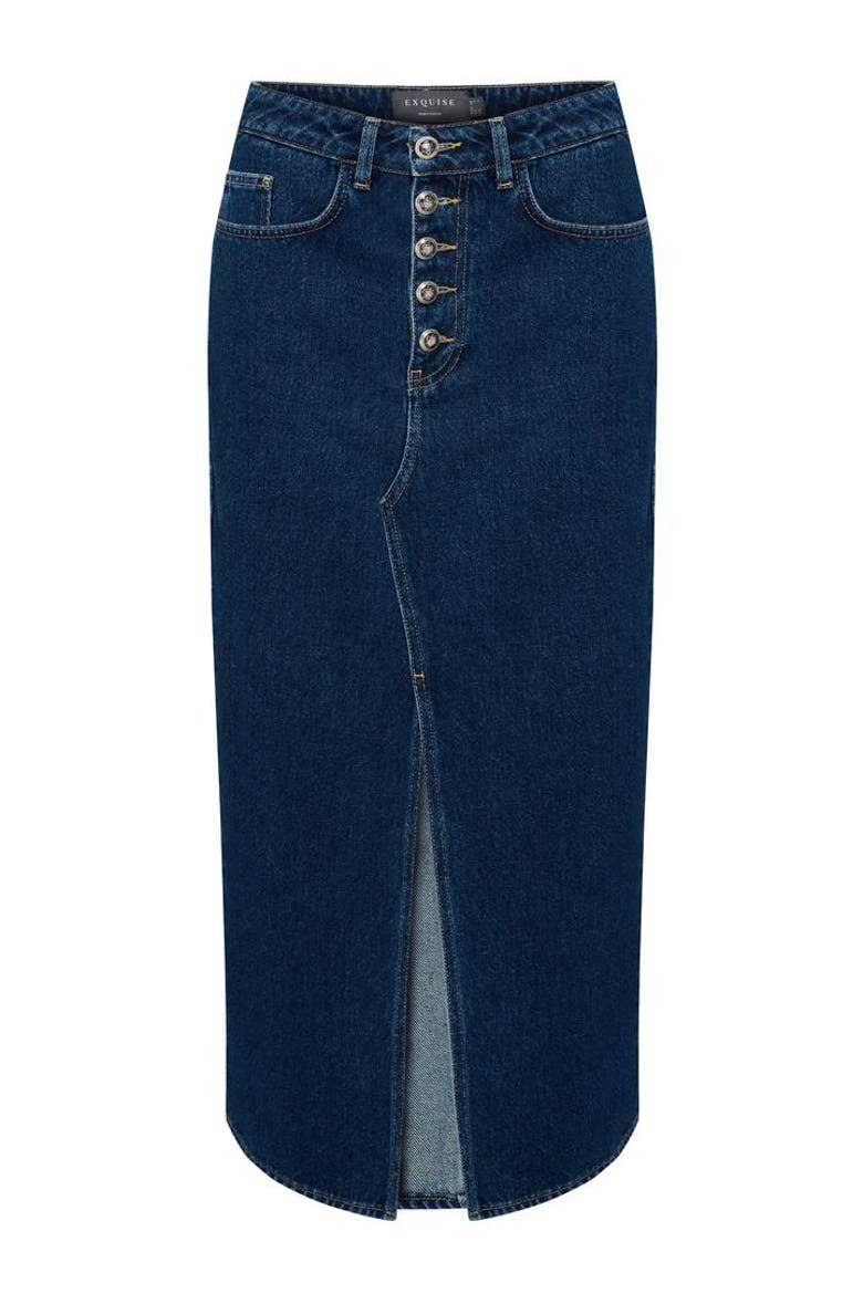 Malia Denim Skirt, Alternate, color, INDIGO