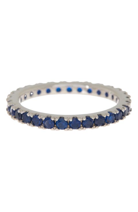Pave Blue CZ Eternity Band Ring