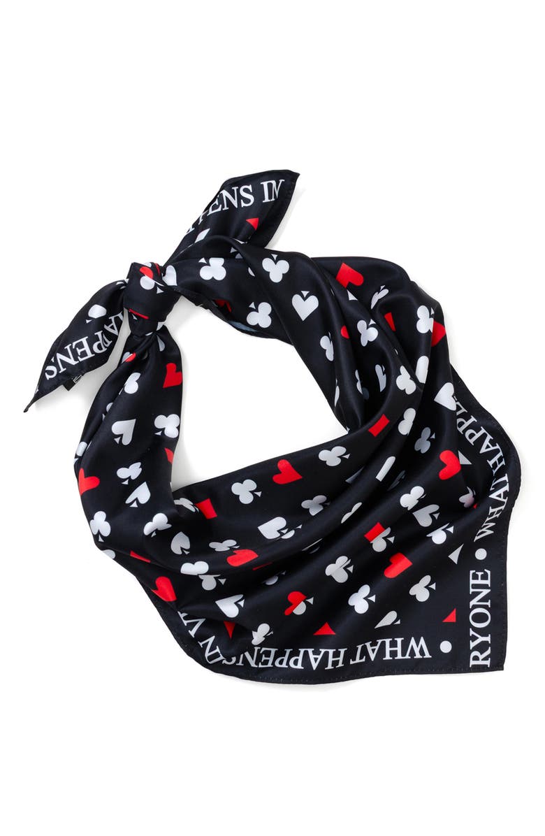 Cufflinks, Inc. Card Suits Vegas Print Satin Scarf, Alternate, color, Black