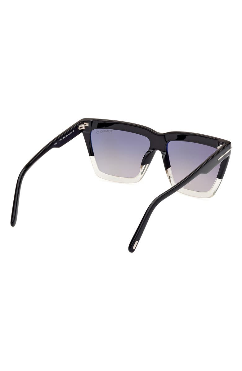 TOM FORD Eden 56mm Gradient Geometric Sunglasses, Alternate, color, Black Crystal Black / T Logo