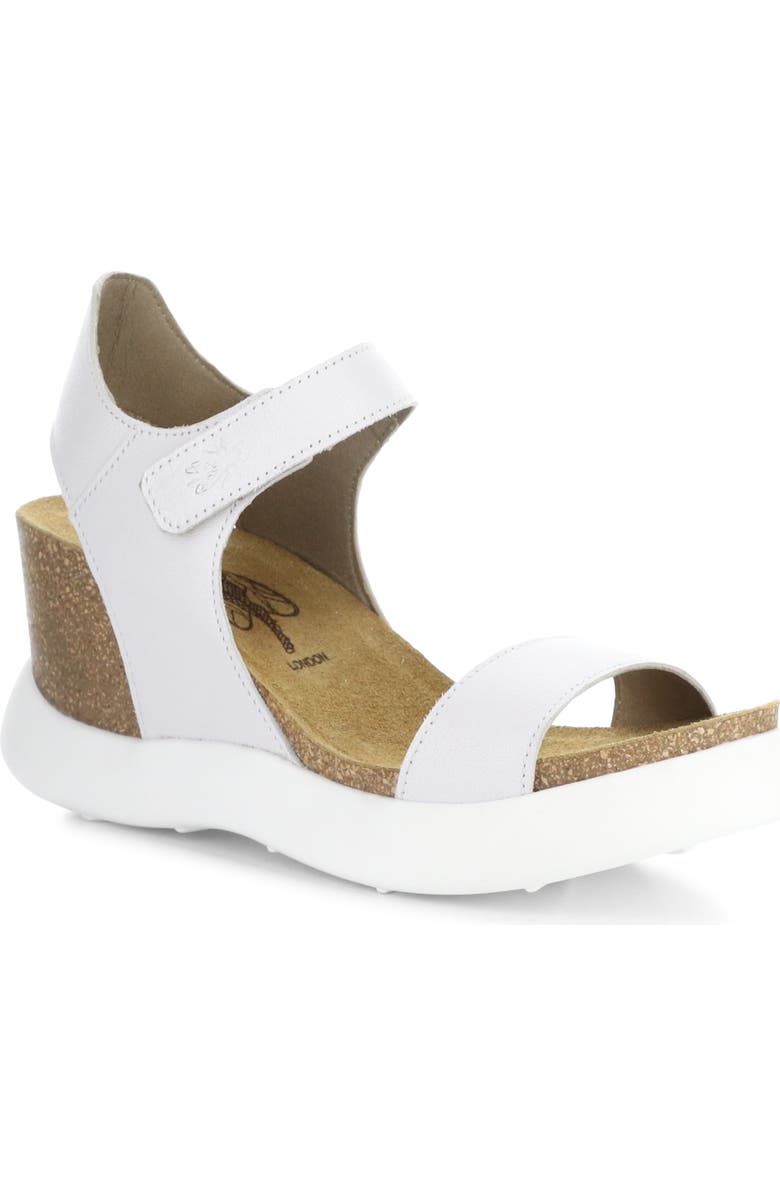 Fly London Gogo Platform Wedge Sandal, Main, color, 004 White Mousse