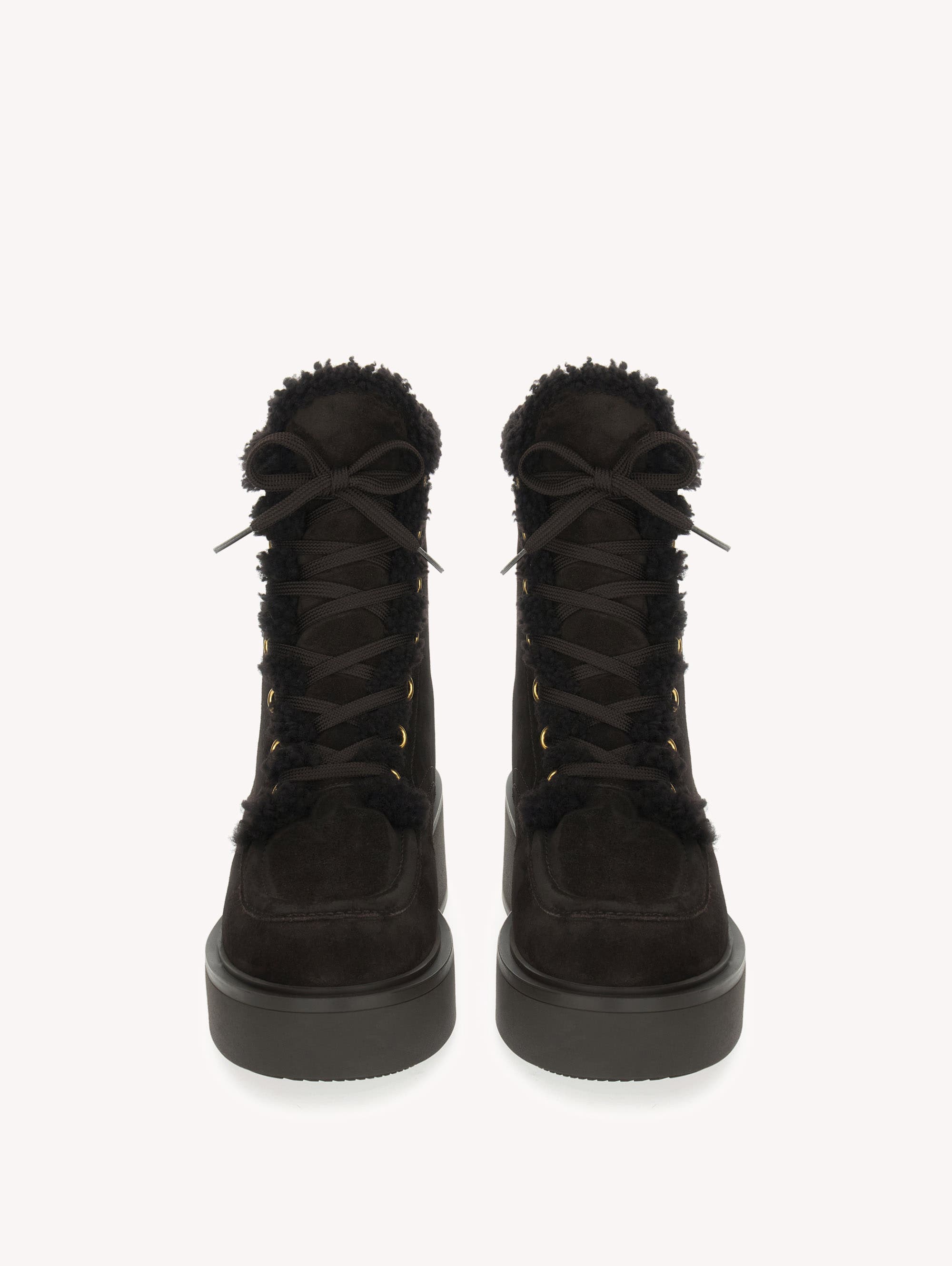 Kiso Fur Bootie, Alternate, color, Brown Suede Leather