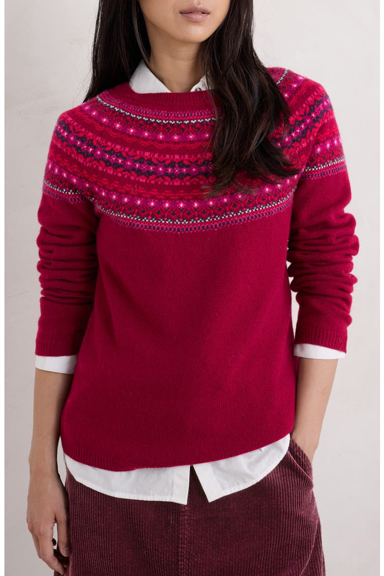 Sea's Edge Fair Isle Merino Wool Blend Sweater, Main, color, WELL HOUSE DAHLIA MIX