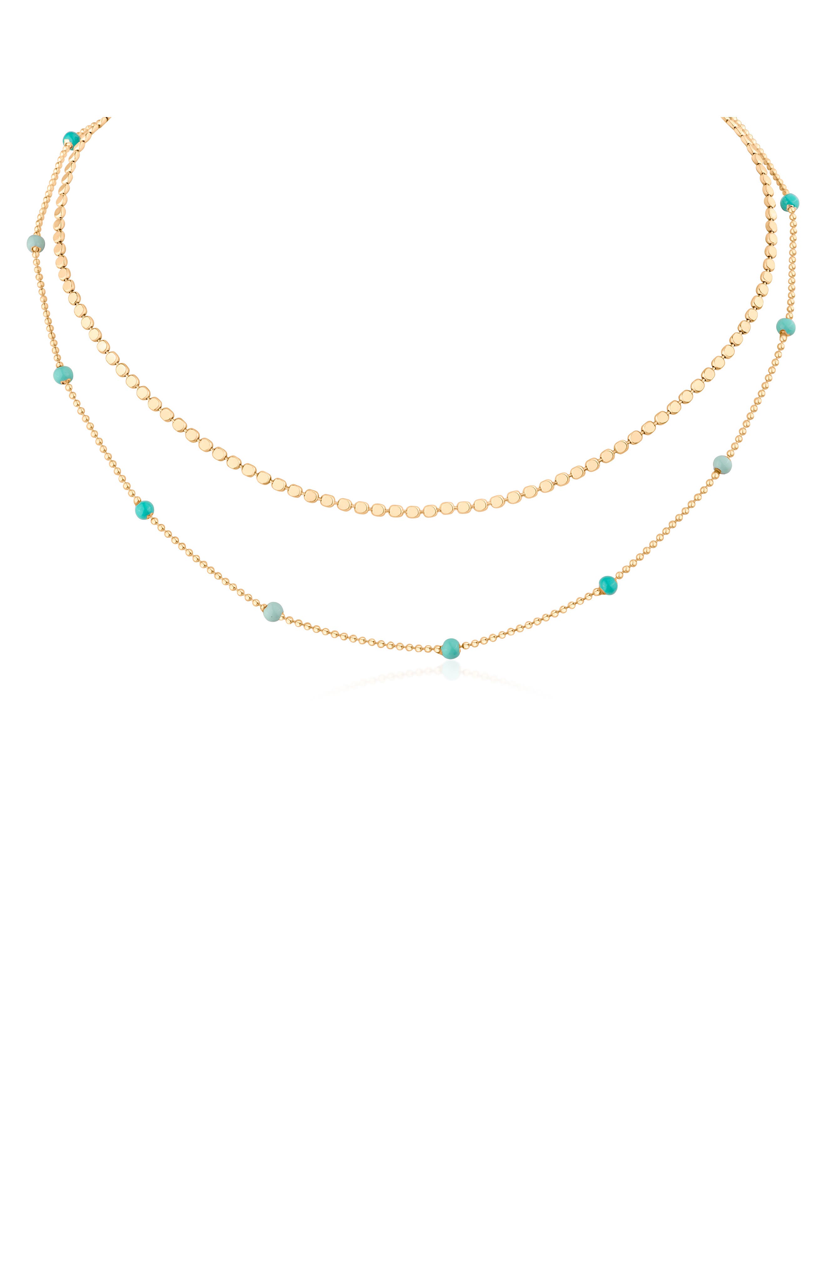 Double Layer Gemstone Station Necklace