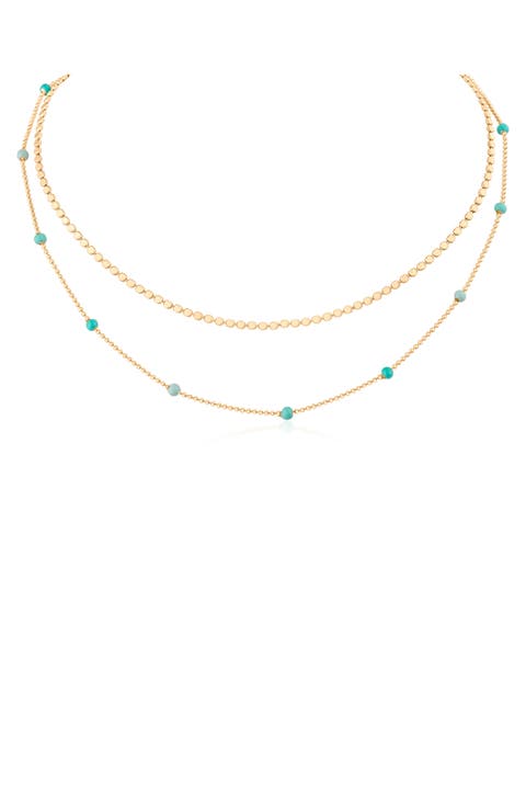 Double Layer Gemstone Station Necklace