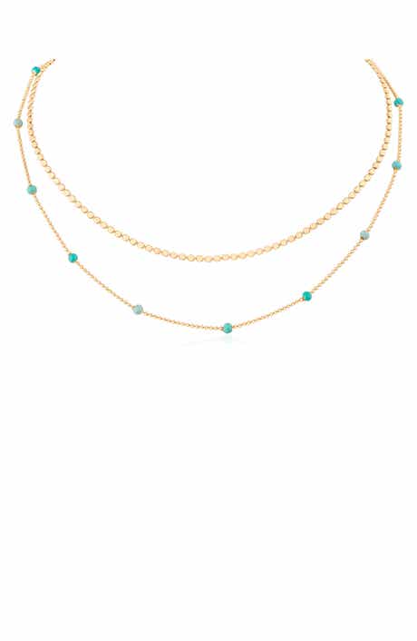 Double Layer Gemstone Station Necklace