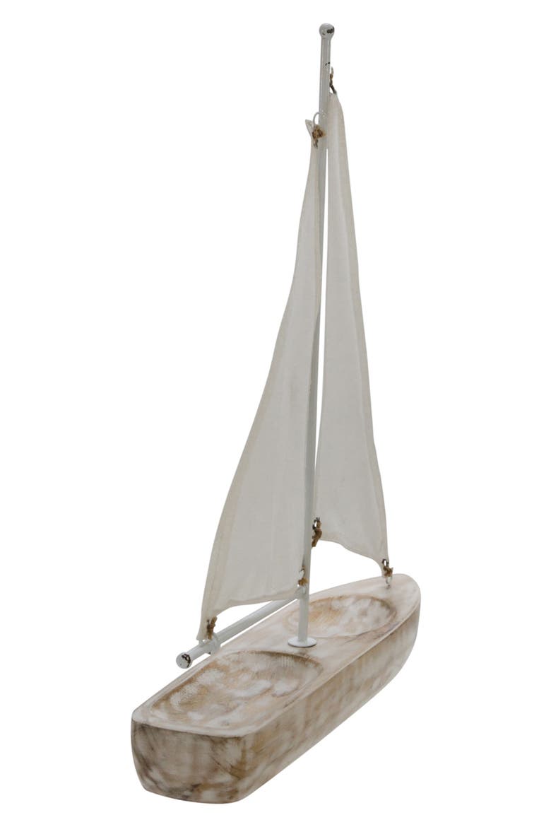 Wood 17" Cloth Sailboat, Alternate, color, BROWN
