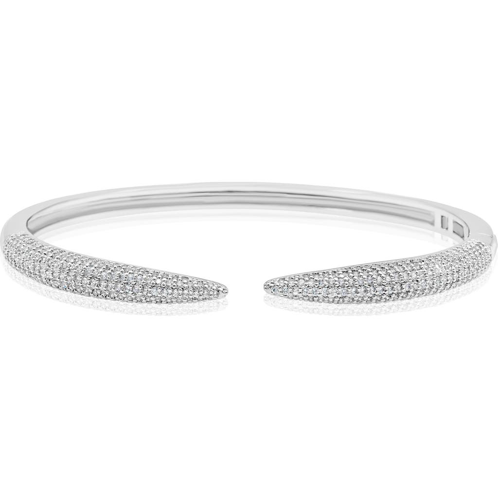 Shymi Cubic Zirconia Pavé Open Claw Cuff Bracelet In Silver