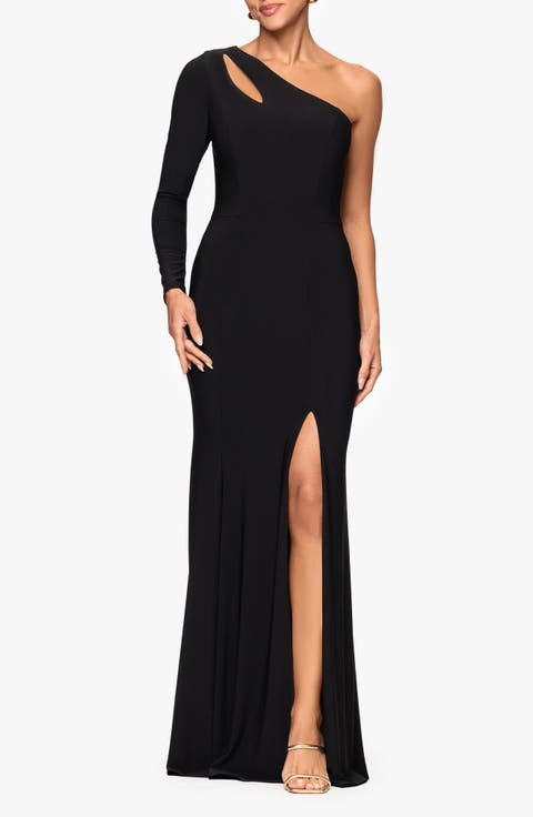 Cutout One-Shoulder Single Long Sleeve Mermaid Gown